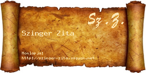 Szinger Zita névjegykártya